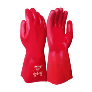 GUANTE PVC Rojo 35cm Con Soporte Textil Sin costura